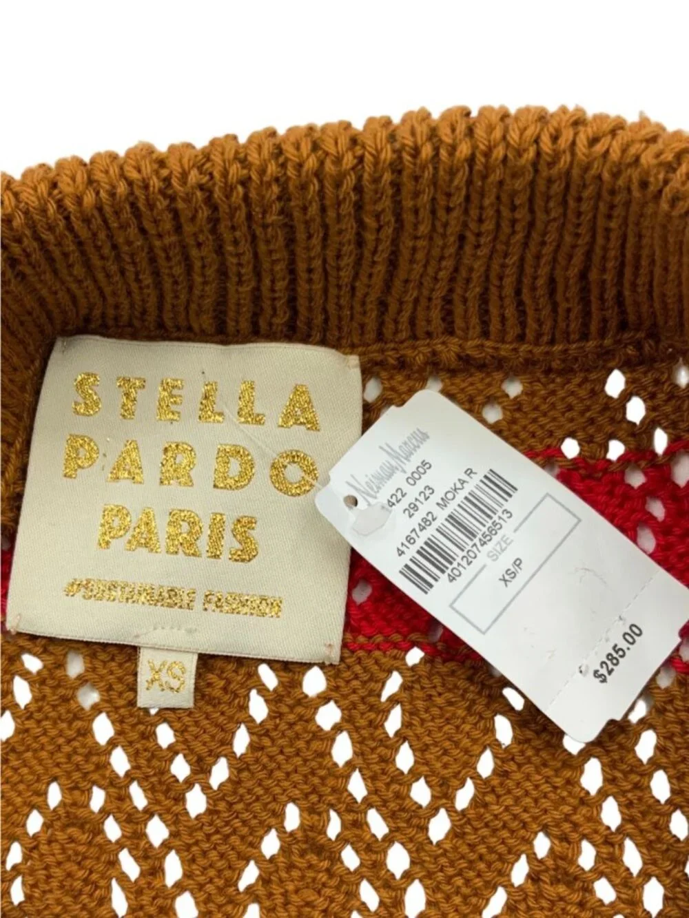 Stella Pardo Paris Striped Pointelle Crochet Skirt XS NEW